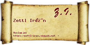 Zettl Irén névjegykártya